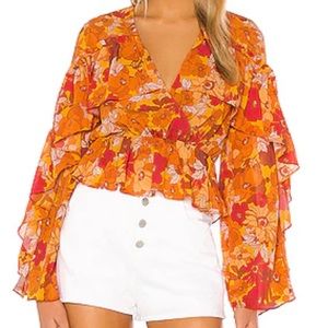 House of Harlow Floral 70s blouse